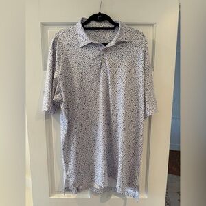 Peter Millar White and Blue Pattern Polo Shirt